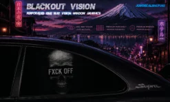 FXCK OFF SKULL – Blackout Vision™ Perforált One Way Vision Ablakdekor