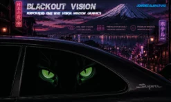 Green Cat Eye – Blackout Vision™ Perforált One Way Vision Ablakdekor