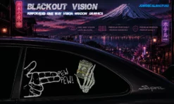 PewPew Money – Blackout Vision™ Perforált One Way Vision Ablakdekor